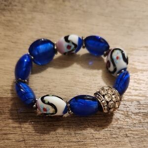 Elegant Blue Glass Beaded Bracelet